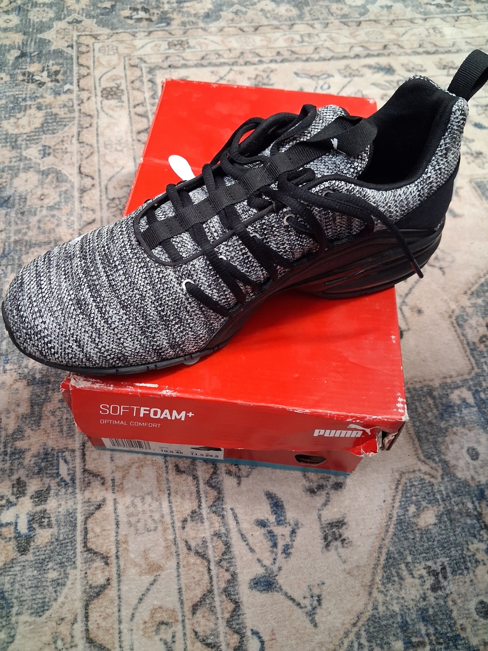 Puma Men’s Black & Gray Knit Athletic Sneakers